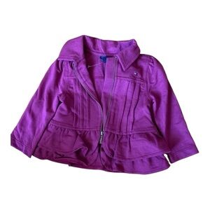 𝅺TOMMY Hilfiger | Kids/Toddler Purple Zip up Ruffle Jacket - Size 12 month